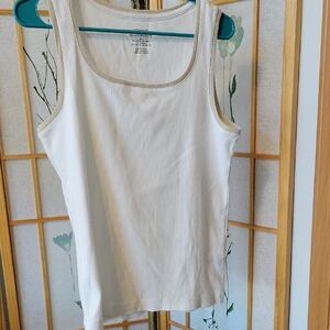 Chico's gold neck White tank